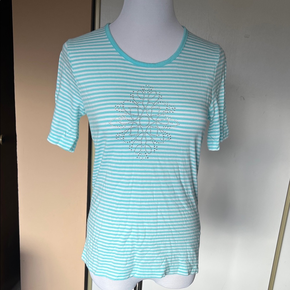 Aqua Striped Women's Top